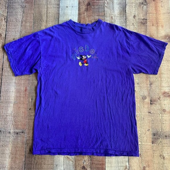 Disney Mickey Unlimited womens vintage embroidered  short sleeve t-shirt -XL - Picture 1 of 8